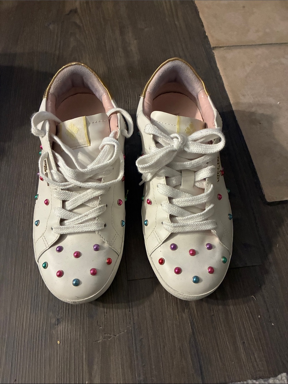 kate spade White Sneakers with Multicolor Studs